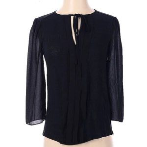 BANANA REPUBLIC Linen black blouse top shirt small S long sleeve